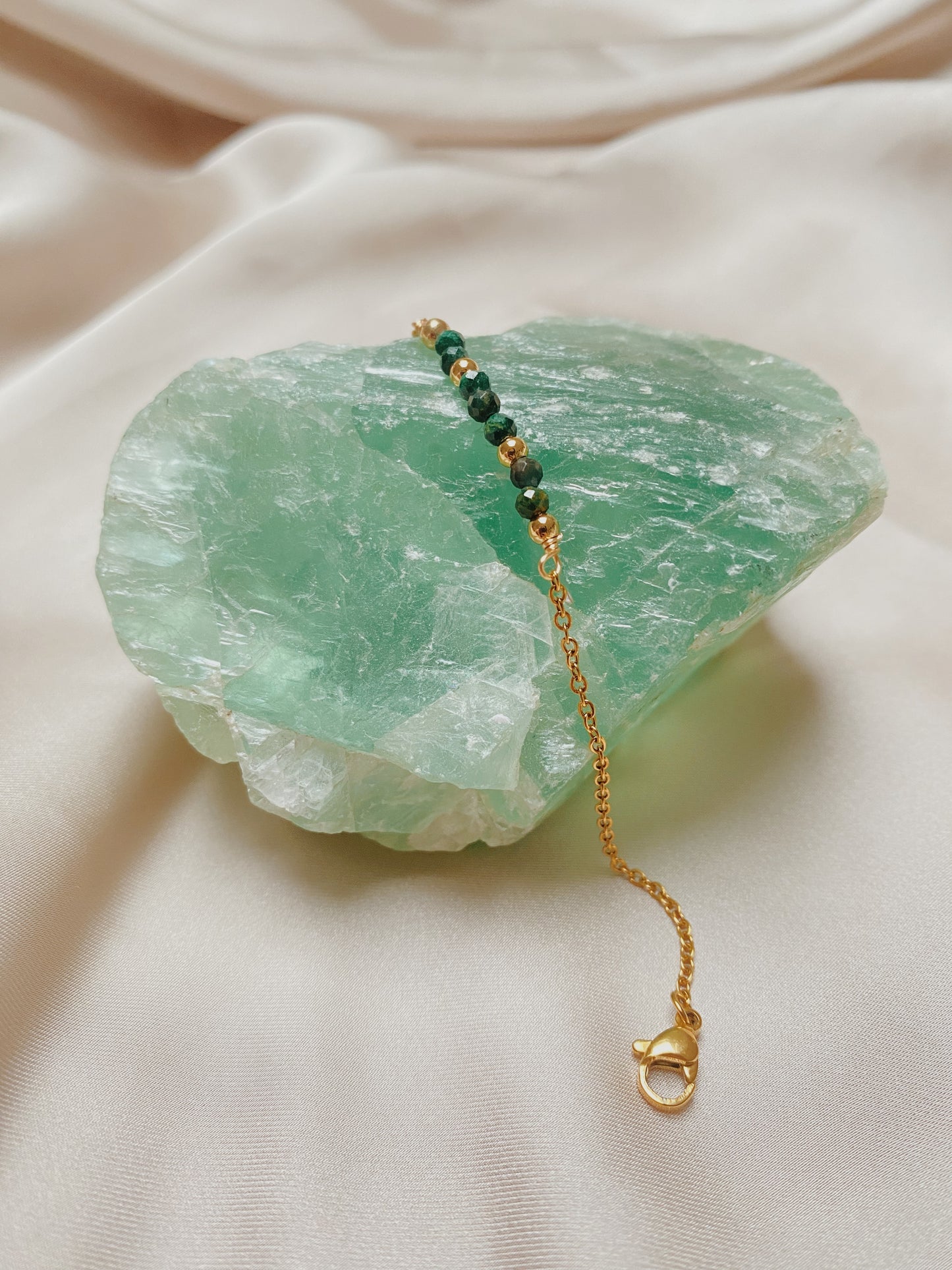 Emerald Gold Chain Bracelet