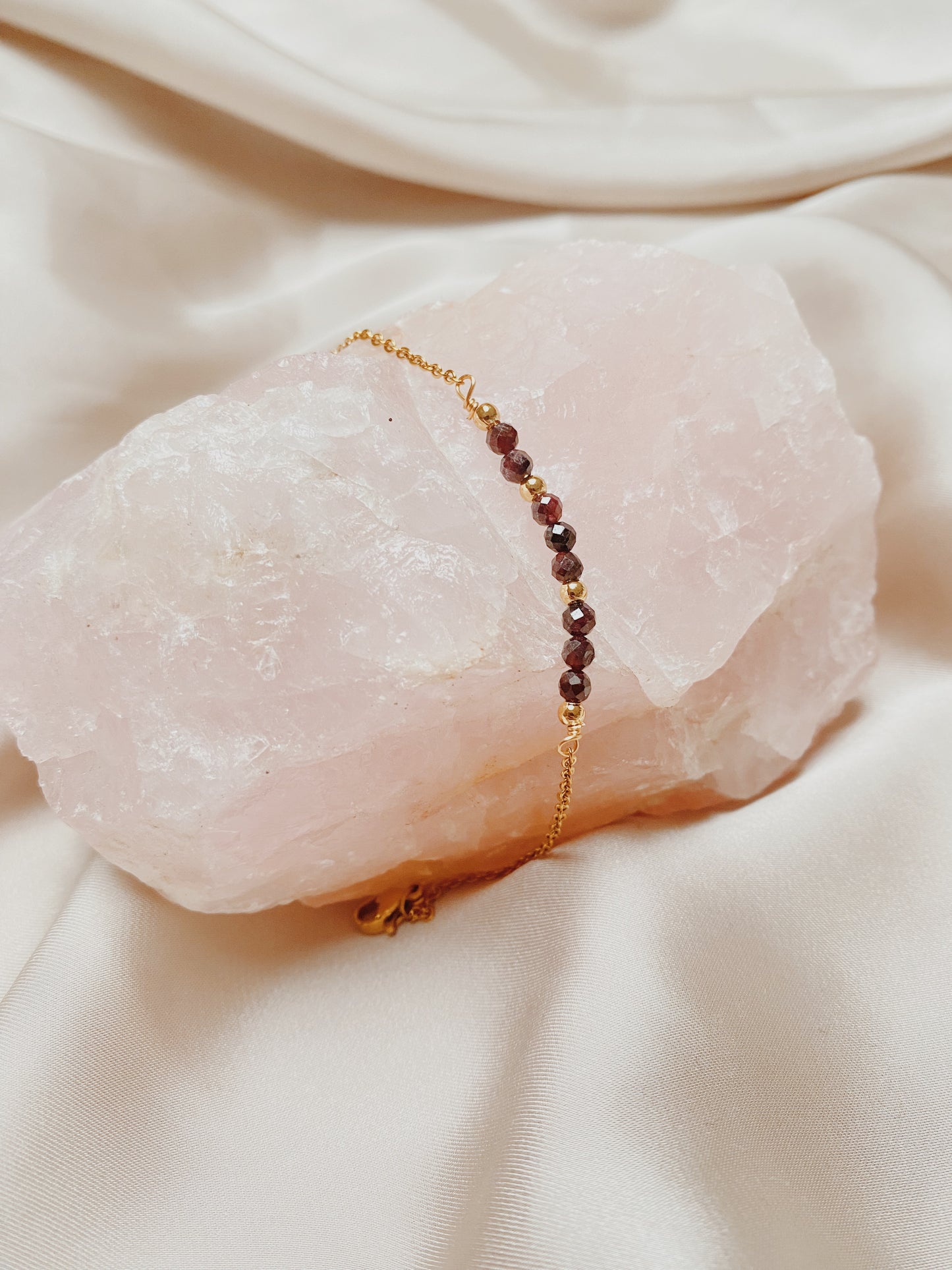 Garnet Gold Chain Bracelet
