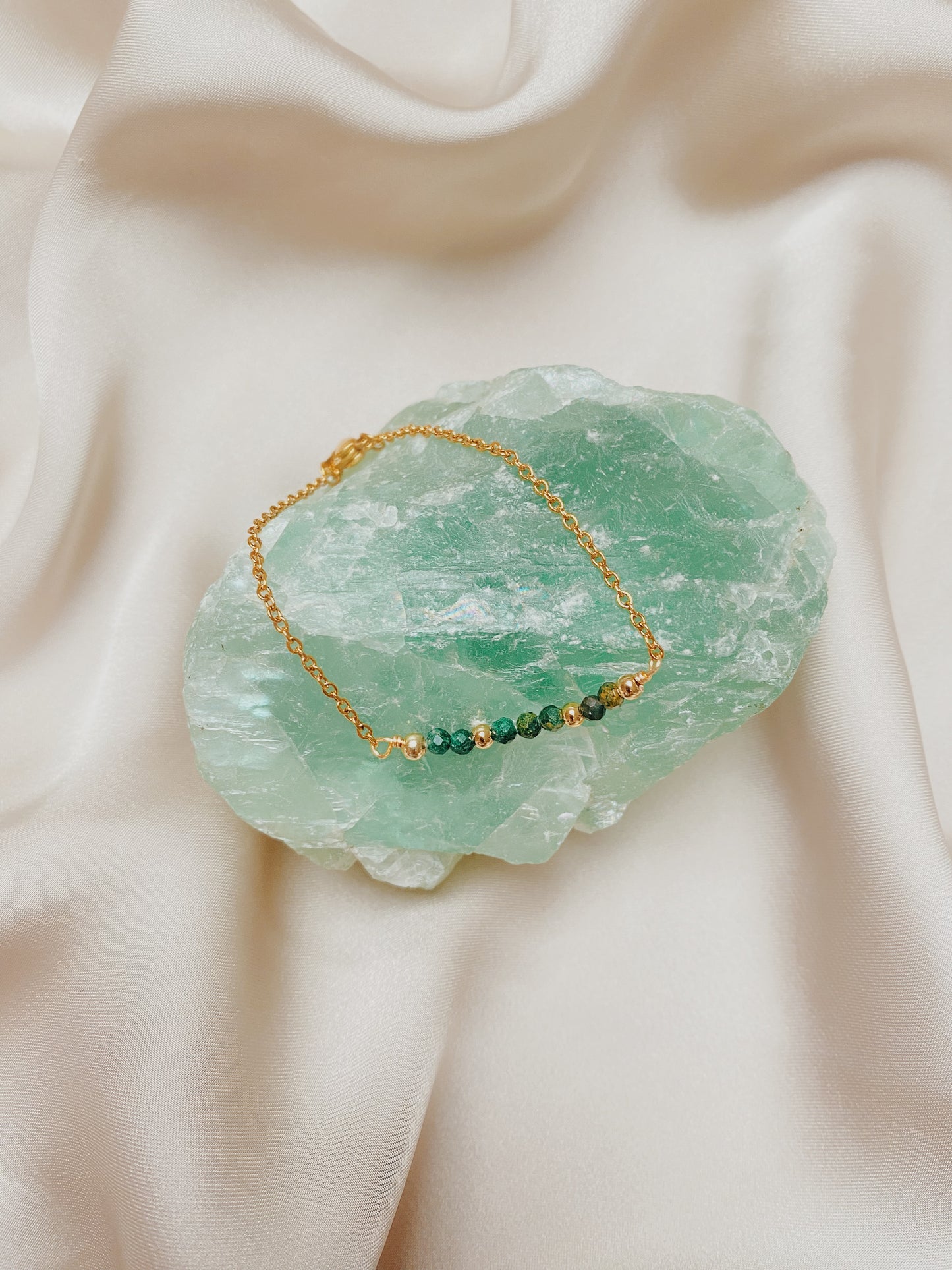 Emerald Gold Chain Bracelet