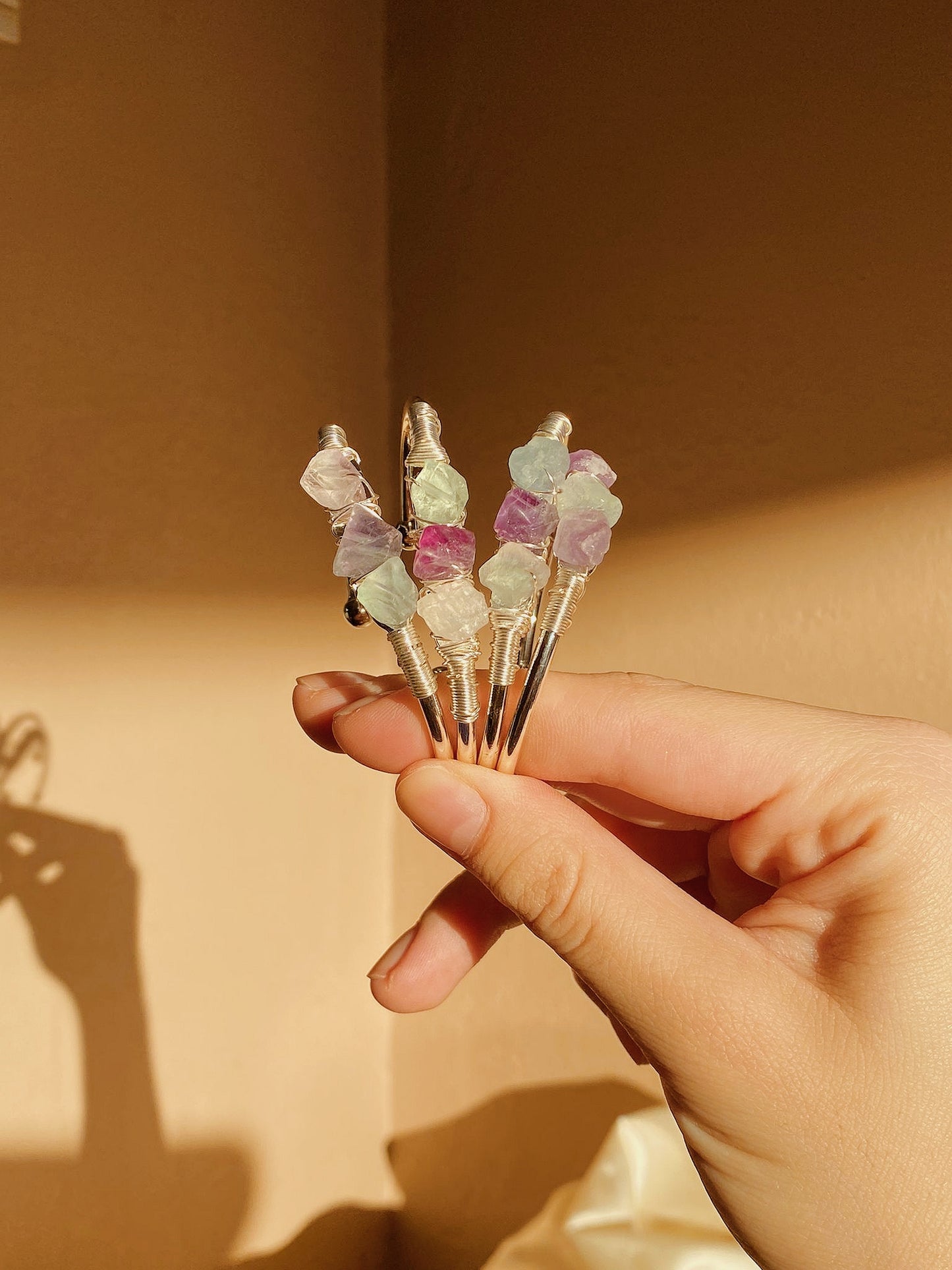 Rainbow Fluorite Silver bracelet
