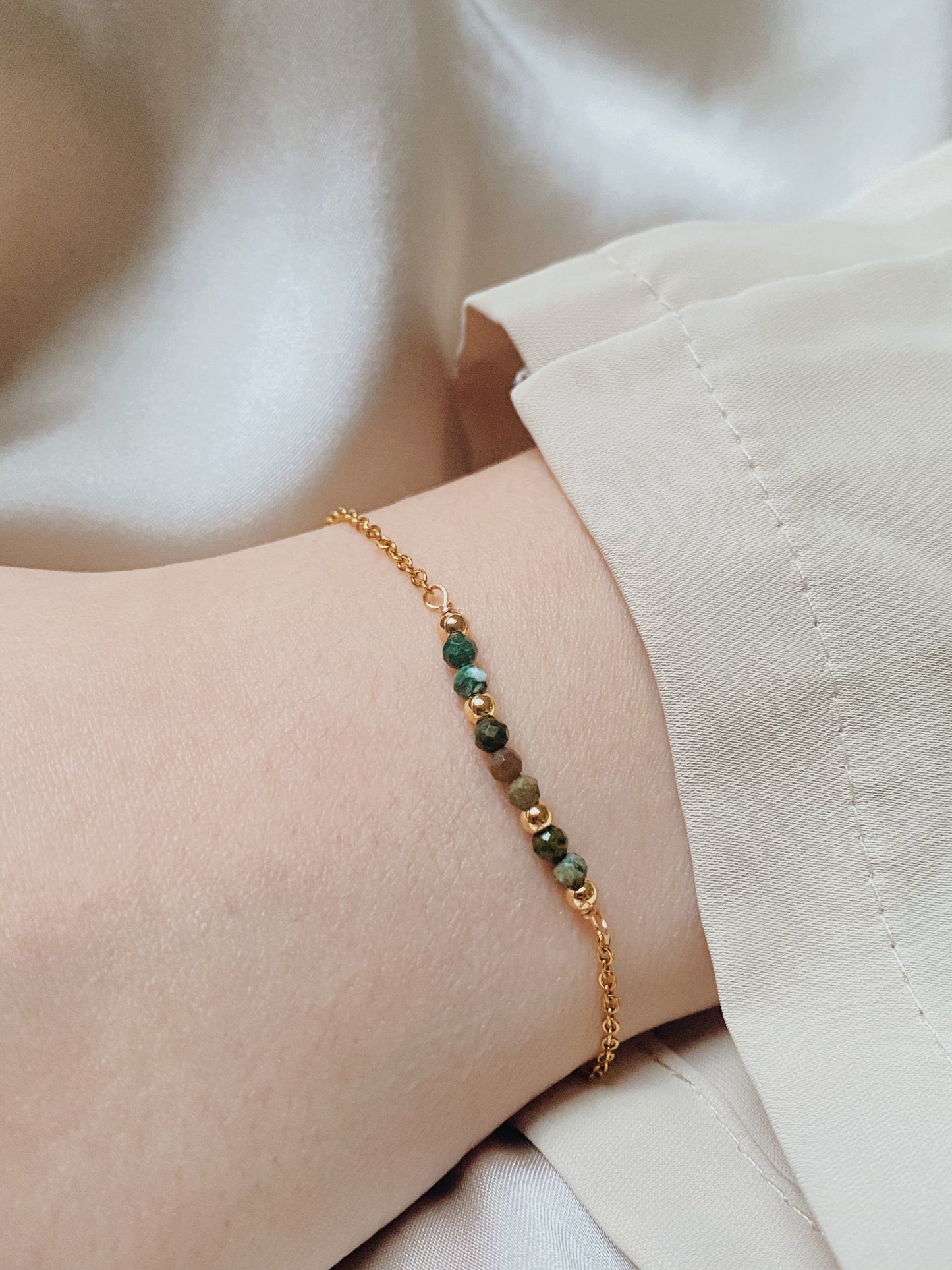 Emerald Gold Chain Bracelet