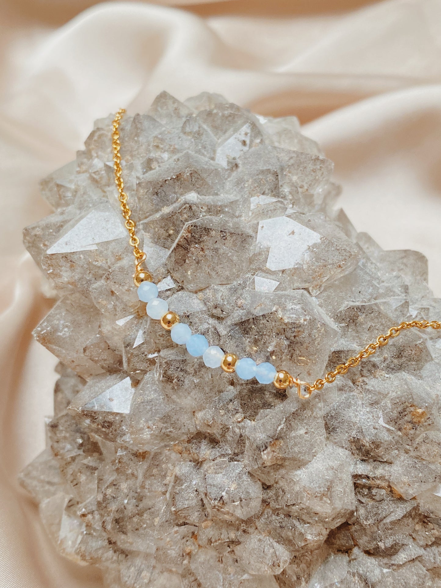 Aquamarine Gold Chain Bracelet