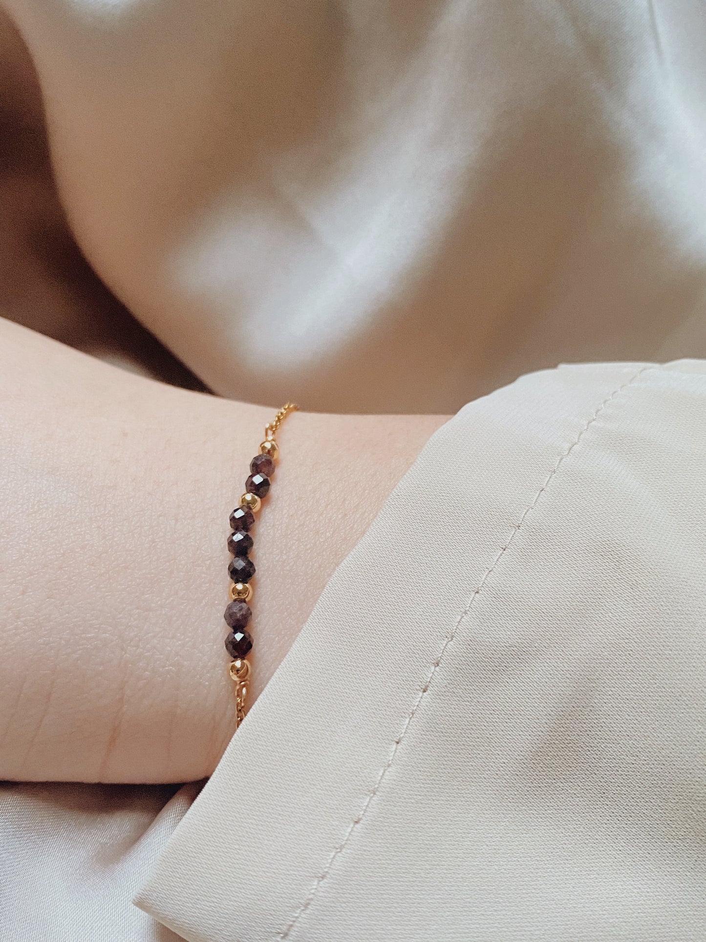 Garnet Gold Chain Bracelet