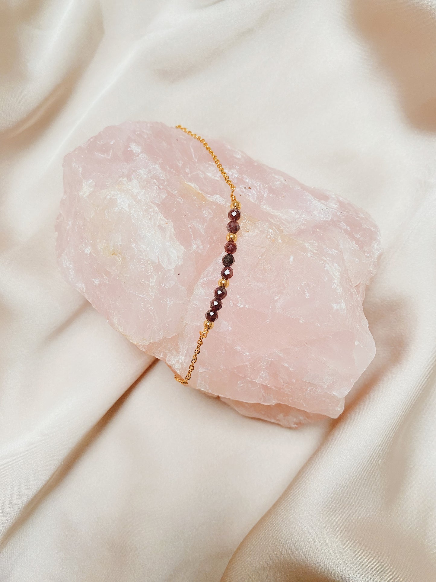 Garnet Gold Chain Bracelet