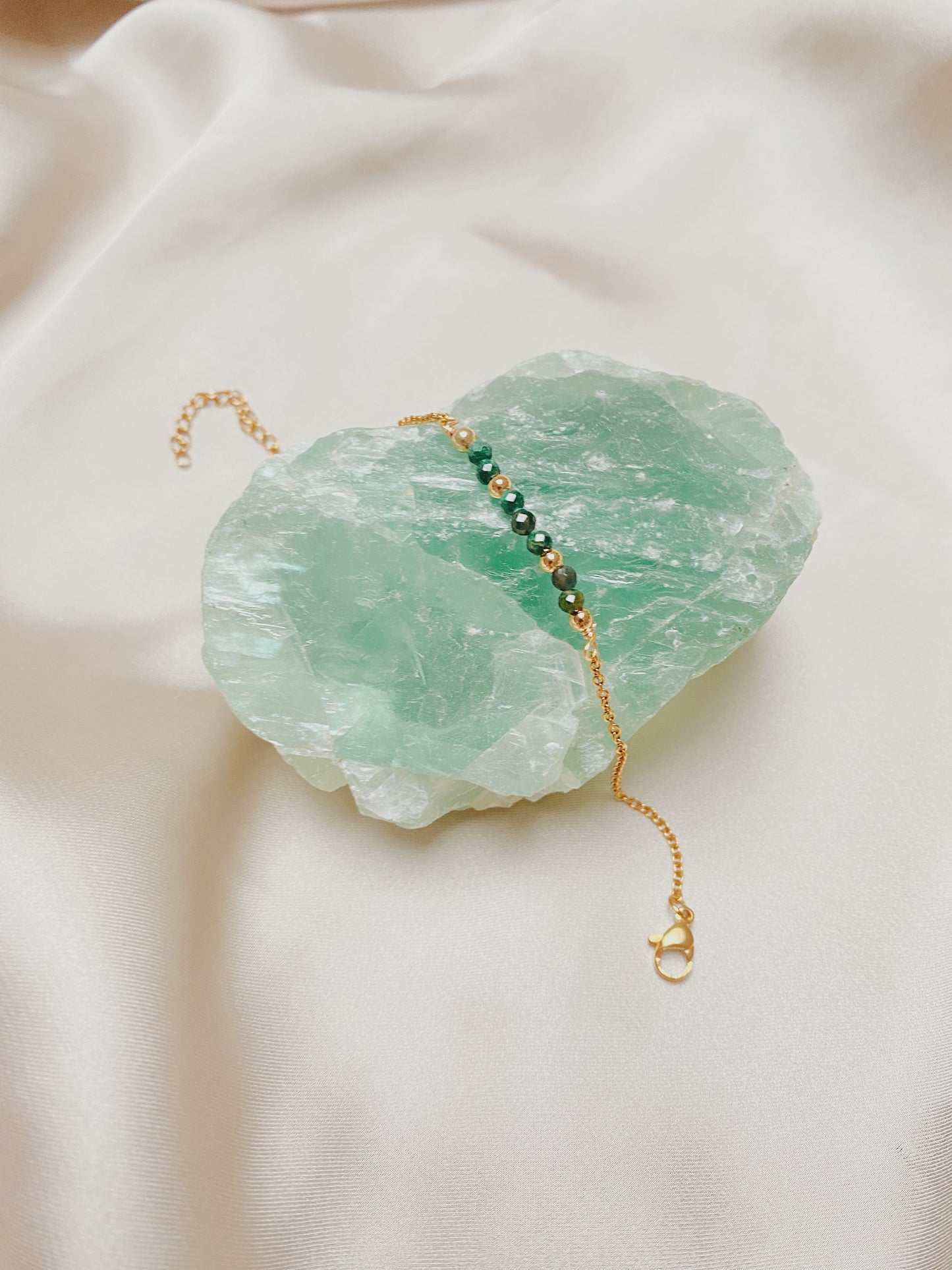 Emerald Gold Chain Bracelet