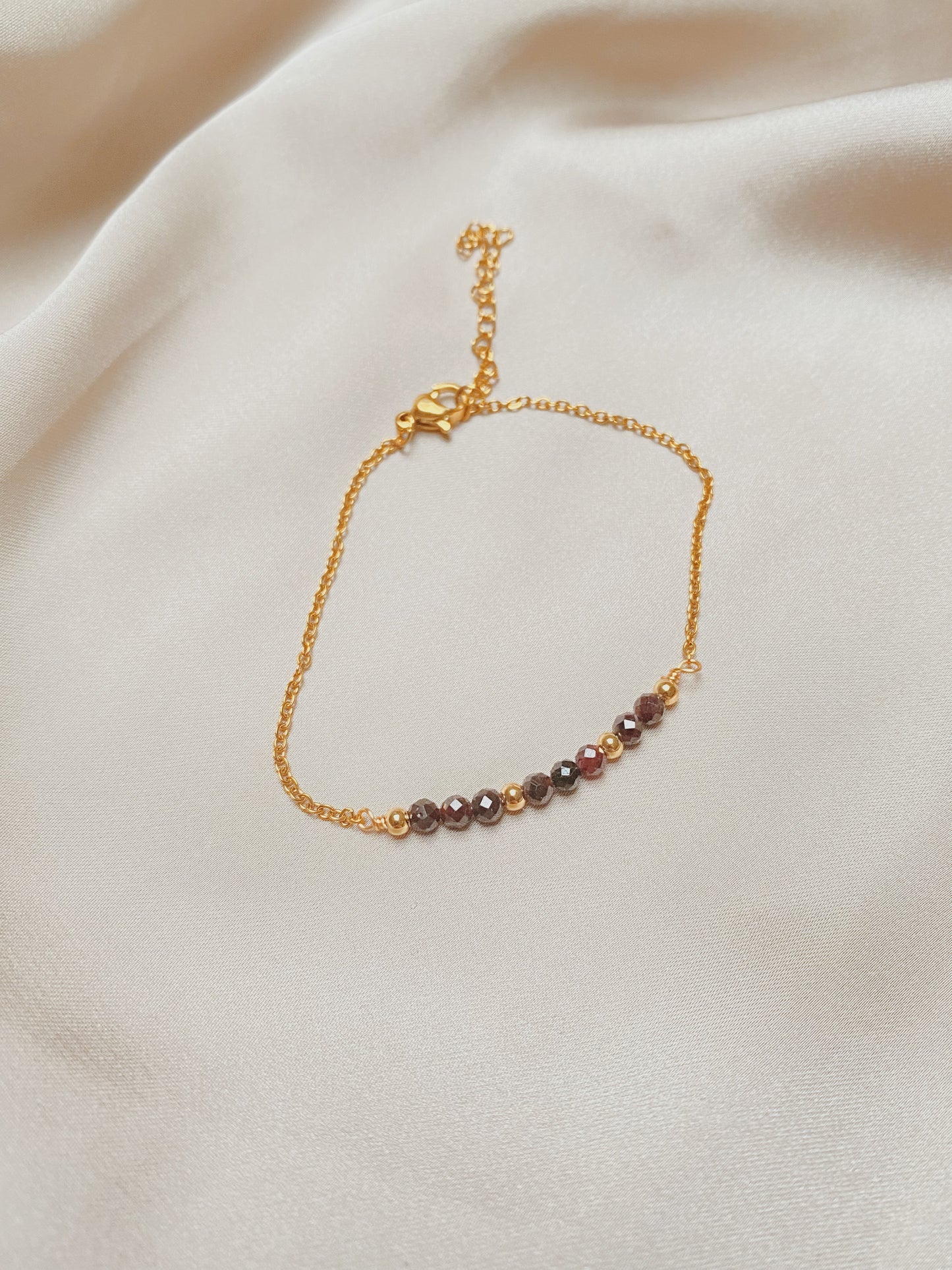 Garnet Gold Chain Bracelet