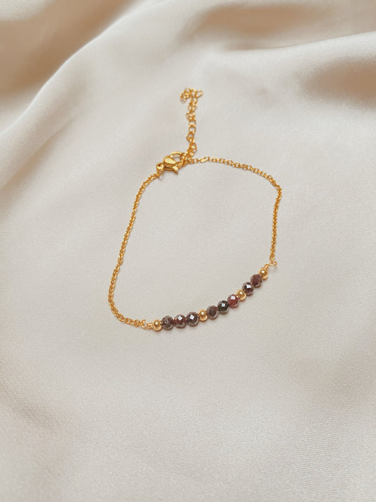 Garnet Gold Chain Bracelet