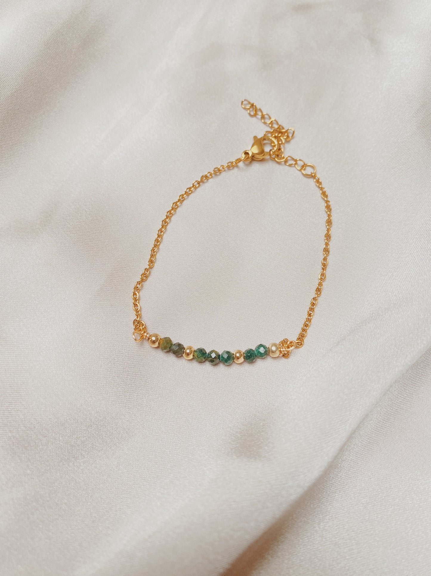 Emerald Gold Chain Bracelet