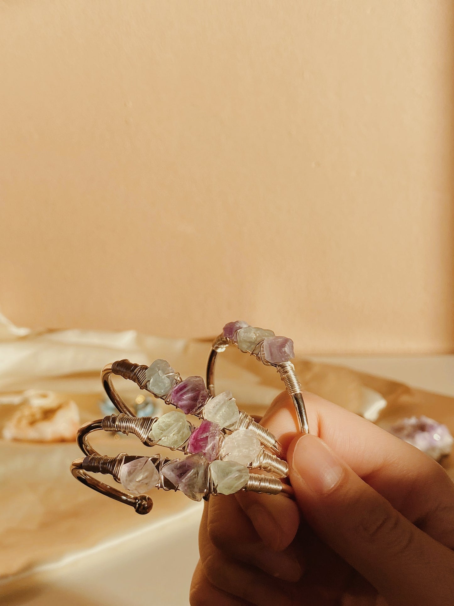 Rainbow Fluorite Silver bracelet