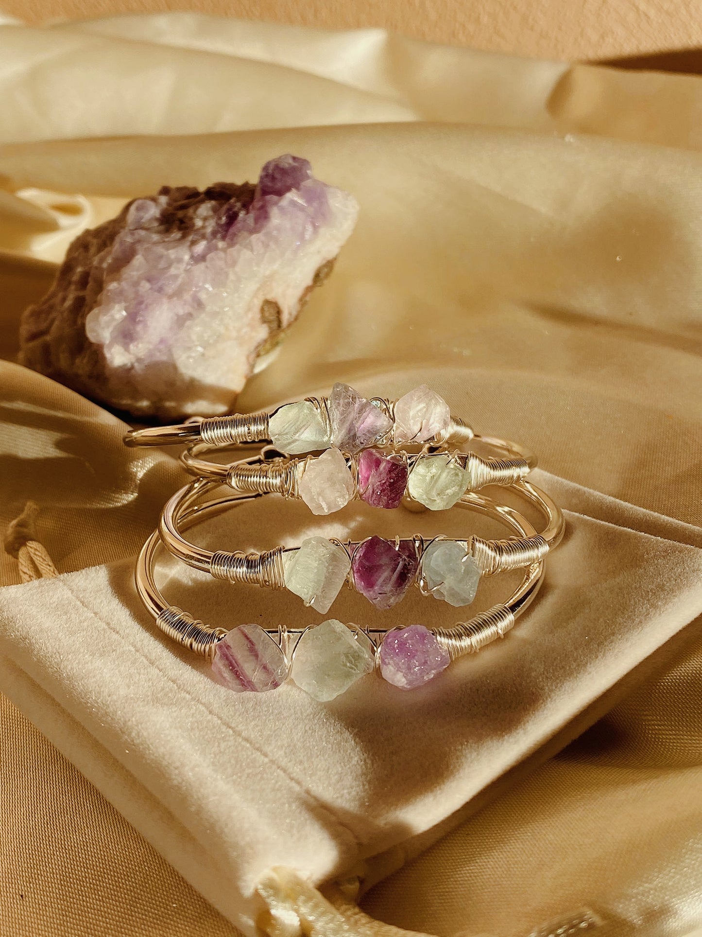 Rainbow Fluorite Silver bracelet